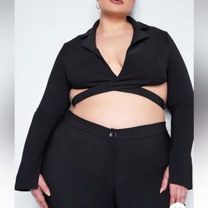 Rebdolls Astrid Cropped Buckle Strap Split Sleeve Blazer 2x